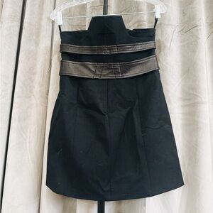 V Ave Shoe Repair Architectural Skirt with Leather Belt